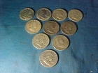 10-US Coins SILVER  FRANKLIN HALF DOLLARS 5.00$ Face Value Various Dates Lot 3