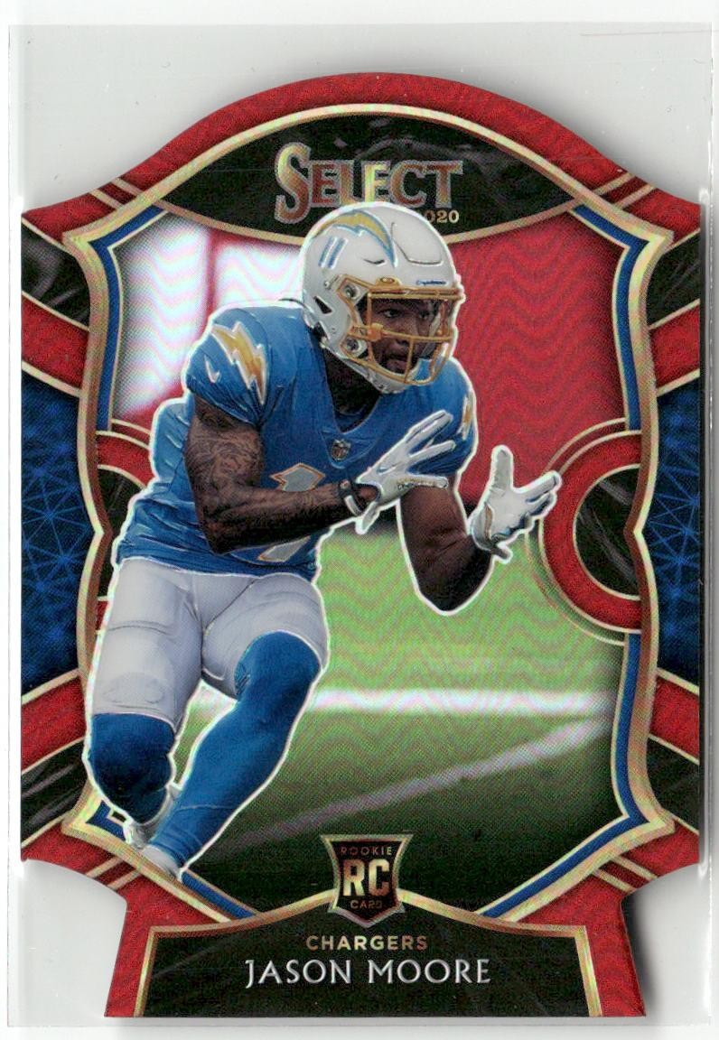 2020 Panini Select #78 Jason Moore Red Prizm Die Cut Los Angeles Chargers