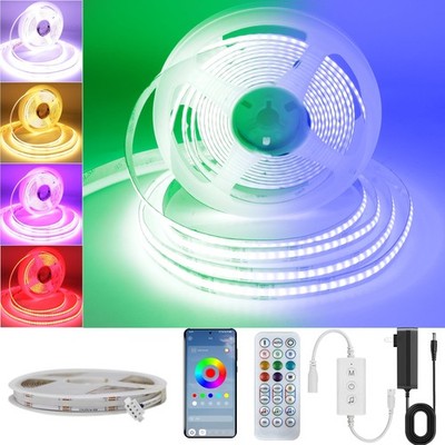 16.4ft RGB COB LED Strip Light DC24V Music Sync Remote APP Control