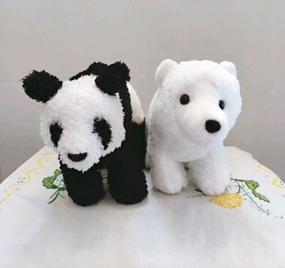 2 Douglas Bears Panda & Polar Plush Stuffed Animals Cuddle Toys 8 Inch