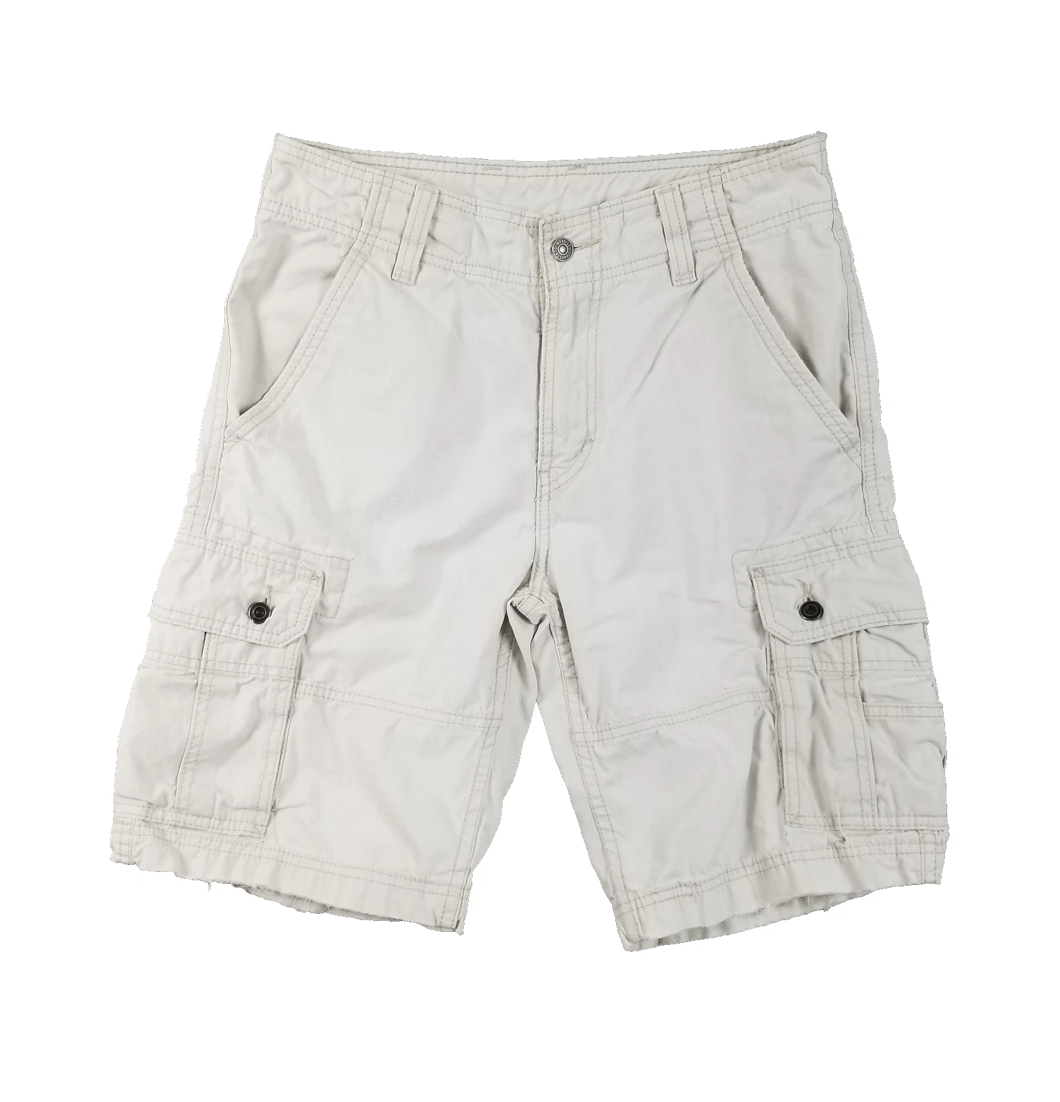 Levis Cargo Shorts Mens 31 White Khaki Utility Pocket Button Casual Distressed