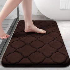 Memory Foam Bath Mat Rug 36x24 Inch Ultra Soft Absorbent Non-Slip Brown
