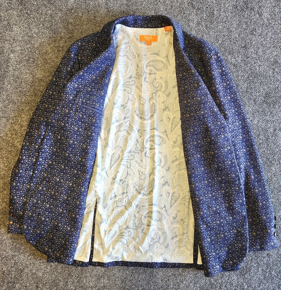 Chaqueta deportiva de punto azul con estampado floral Tallia para hombre talla L Blazer Abrigo Foto 4 de 4