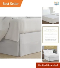 14” Drop Tailored Bed Skirt - Queen Size Solid White Microfiber with Box Pleats