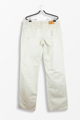 Yves Saint Laurent YSL Ivory Straight Jeans Logo Back Pocket - Size 36x34