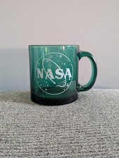 Vintage Green Glass NASA Coffee Mug National Aeronautics Space Administration