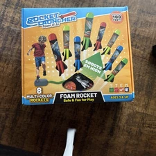 Toys Rocket Launcher for Kids - Launch up to 100 Ft, 8 Multi-Color Foam Rockets 