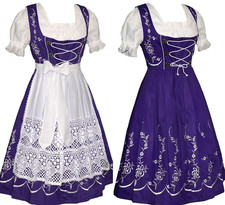 XL 20 German DIRNDL Dress COMPLETE SET Oktoberfest EMBROIDERED Waitress PURPLE