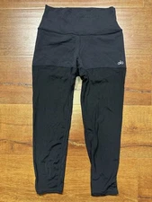 ALO Capri Leggings Womens S Black Mesh Sheer Athletic Performance Dance Yoga Gym
