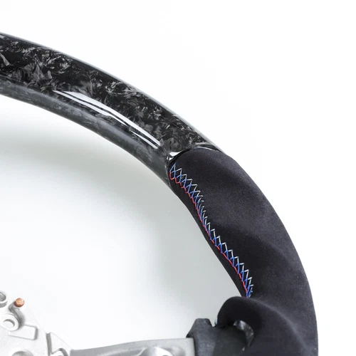 Forged Carbon Fiber Suede Flat Bottom Steering Wheel For BMW F80 M3 F82 M4 - Picture 3 of 3