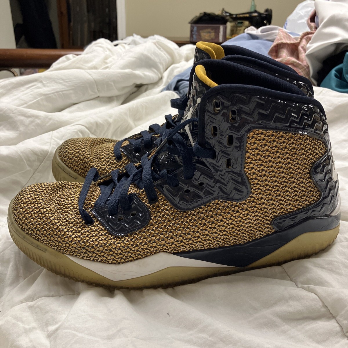 Jordan Spike Forty Gold Leaf White Midnight Navy Mens Sneakers