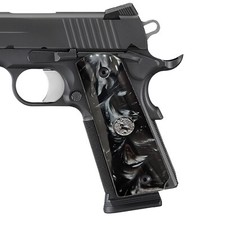 Colt 1911 Grips Black Pearl silver horse medallion Full Size 1911 Government