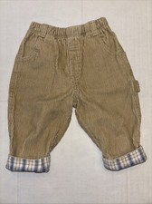 VTG Oshkosh Baby Flannel Cuffs Corduroy Pants Sz L 6-9 Months Tan Straight Leg