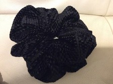 Handmade Oversized Jumbo Black Solid Velvet Hair Tie Scrunchie 8" XL