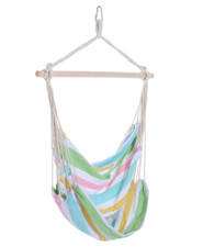 Hanging Rope Chair with Cotton Rope Garden Hammock Chair with Wooden Support Bar