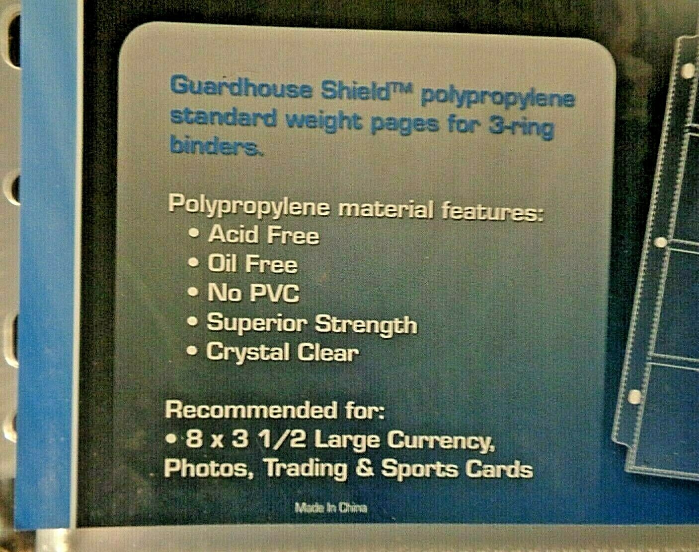 Guardhouse Shield 3 Pocket Banknote Album Pages for 3 and 4 Ring Binder