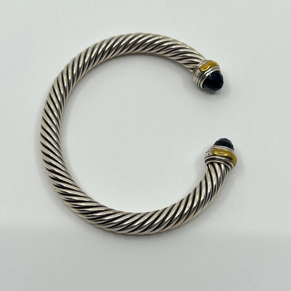 Authentic David Yurman 7mm Classic Cable Bracelet Sterling Silver and Black Onyx - Image 4 of 4