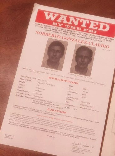 Rare FBI Wanted Poster Ejército Popular Boricua –Macheteros Norberto Gonzalez C