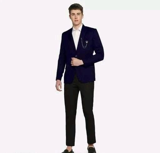 Men's Viscos Jacket Notched Lapel Two Button Suit Blazer for Dinner Wedding Prom