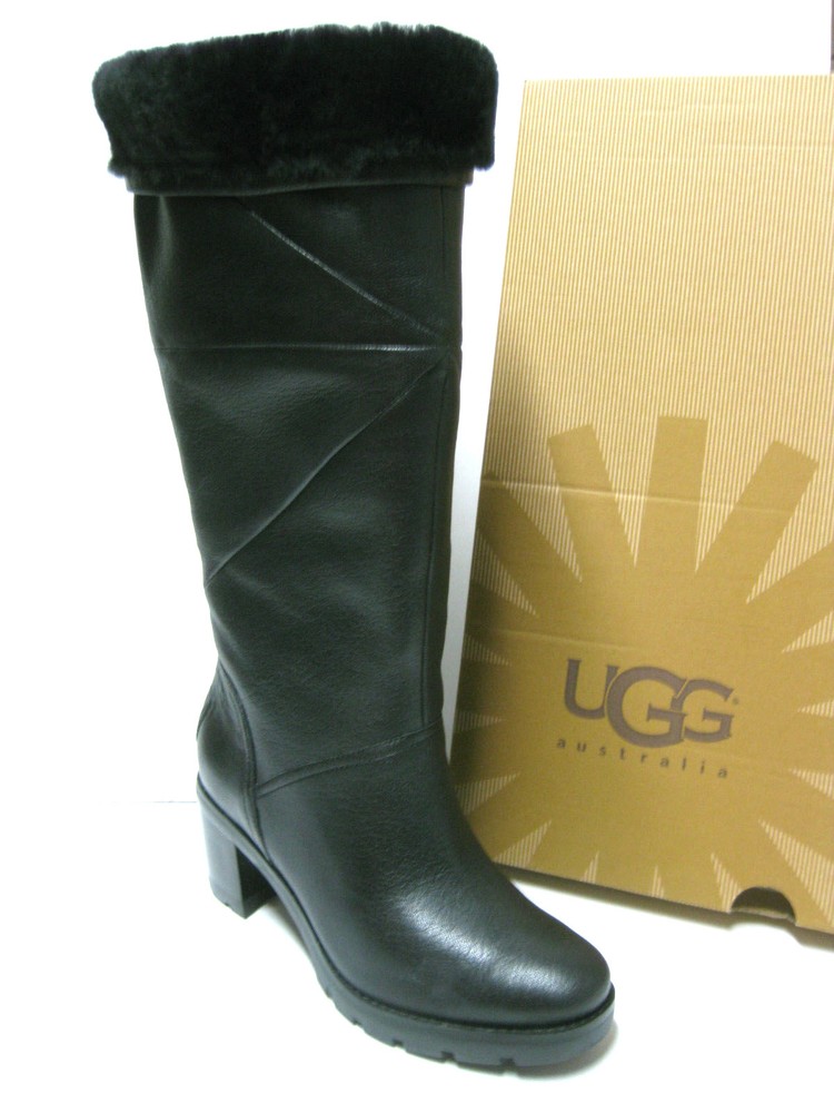 UGG AVERY WOMEN TALL BOOTS LEATHER BLACK US 9.5 /UK 8 /EU 40.5