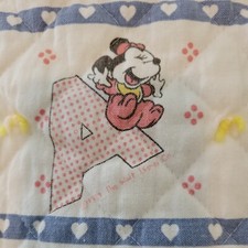Vintage USA 80s Handmade Baby Disney Quilt 44x42 Mickey Minnie Pluto Donald