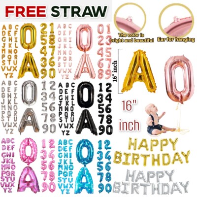 16'' Zahlen Folienballons Luftgefüllt Geburtstag Alter Jubiläum Name Ballons Deko