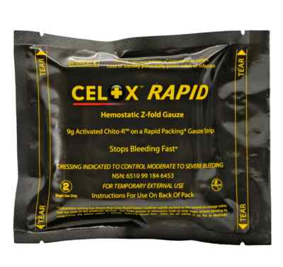 Celox Z- Fold Rapid Fastest Acting Battlefield Hemostatic Gauze 3-Inches x 5-Foo