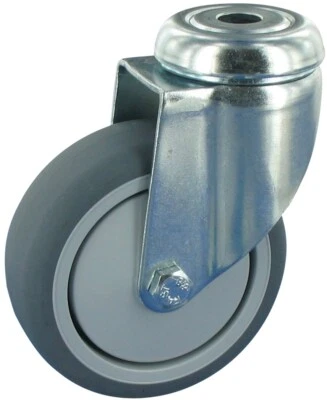 ROLLENTECHNIK VOM STEIN GMBH Apparaterollen Lenkrolle ohne Feststeller Ø75mm TPE Gummi Rückenloch