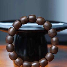 15mm Natural Grade A Agarwood Bucket Beads Men Woman Lucky Bracelet Buddha Gift