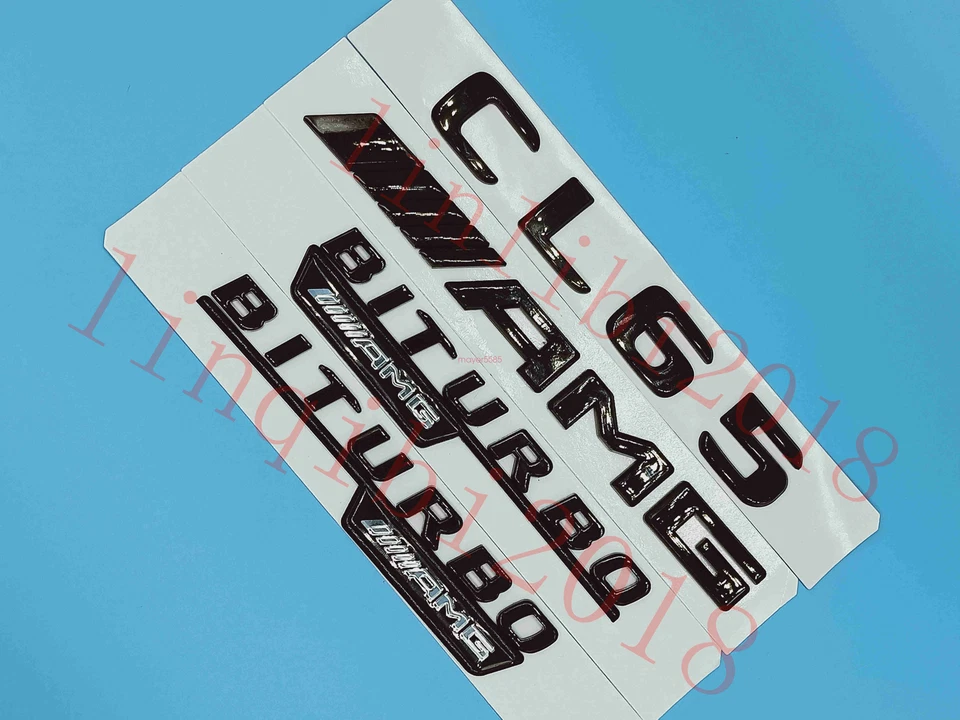 Pegatina insignia emblemática maletero negro brillante plana "CL65 AMG BITURBO" para Mercedes Benz Foto 4 de 4