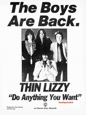 1979 Thin Lizzy "Do Anything You Want" Song Release Industry Promo Reprint Ad