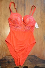 Auden Lingerie One Piece,Red Lace,Snap Crotch,Size Small,New W/ Tags
