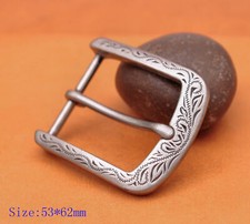 Flower Carved Antique Prong Pin Buckle Men Leather Belt Replacement Buckle 40mm