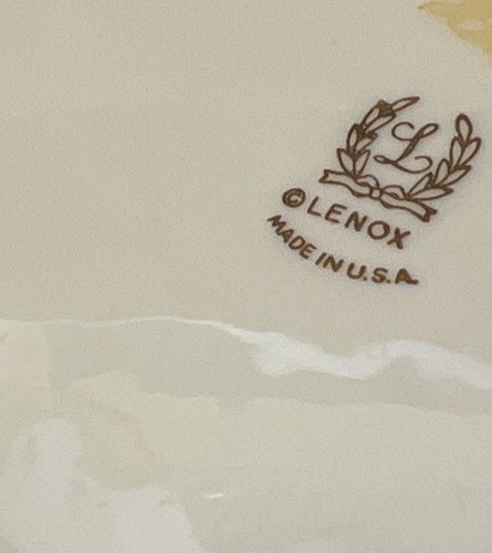 Lenox Platter Bread Tray W/Floral Rim Hand Decorated W/24K Gold 10” - Picture 3 of 5