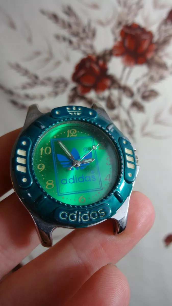 vintage ADIDAS stainless steel sports green neon watch need strap