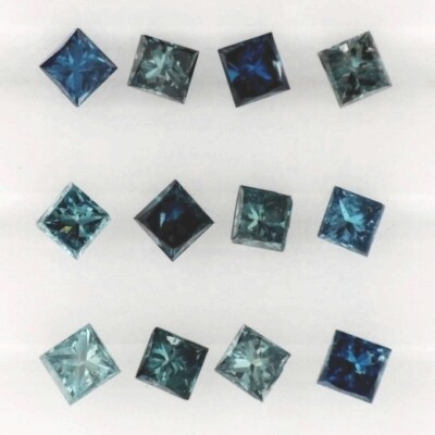 BLUE DIAMOND 0.90 MM PRINCESS CUT ALL NATURAL SOLD PER STONE F