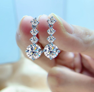2.6 Carat D Color VVS1 Moissanite Drop Earrings 925 Silver Ear Stud With - GRA