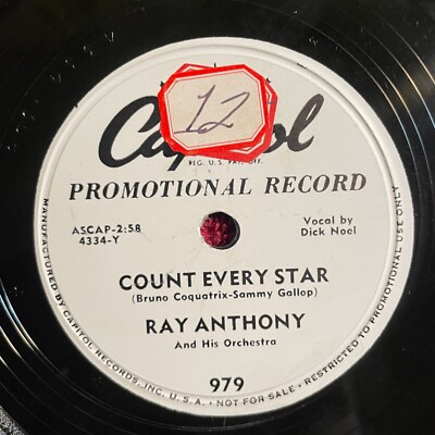 CAPITOL 979 PROMO Ray Anthony 78rpm Count Every Star/The Darktown Strutter's Bal