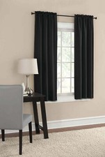 Mainstays Blackout ROD POCKET Curtain 2 PANEL Black 30" W x 63" L 30 x 63" S12