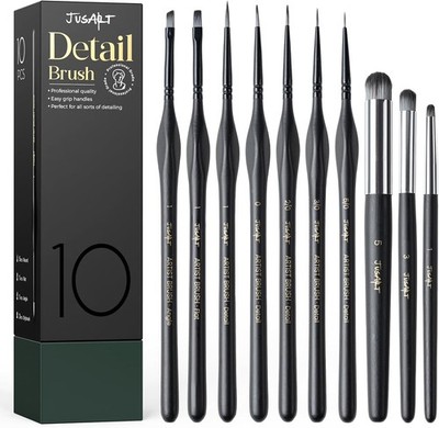10-Piece Detail Paint Brush Set, Miniature Paint Brushes for Models, Acrylic Oil
