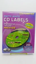 Matte White CD Labels Adhesive Printable Sticker Paper Inkjet Laser Print 200 Ct