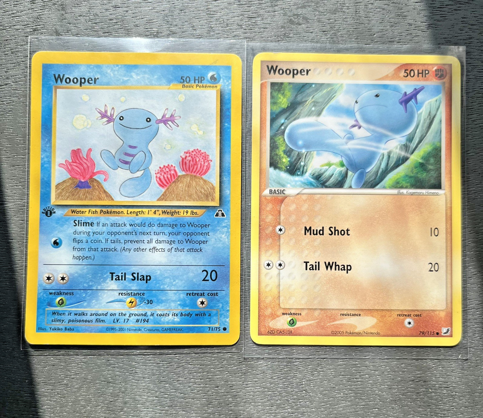 Wooper 71/75 Common Neo Discovery Pokemon 1st Edition DM + Wooper 79/115 LP UnFo
