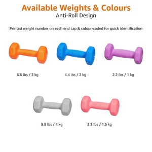 Basics Neoprene Dumbbell Pair 2 x 1 kg Purple