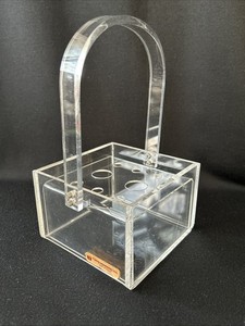 Vintage Lucite Acrylic Square Box/Container with Handle  Vanity