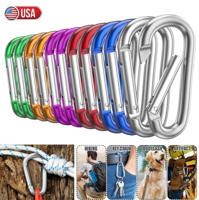 20× Aluminum Carabiner D Shape Spring Clip Snap Key Hook Keychain Buckle USA