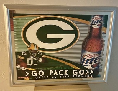 MILLER LITE Green Bay Packers Go Pack Go MIRROR  27 X 21 NFL Vintage Framed