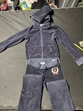 Girls Juicy Couture Navy Velour Hooded Tracksuit Set size 8 Hoodie  Track Pants