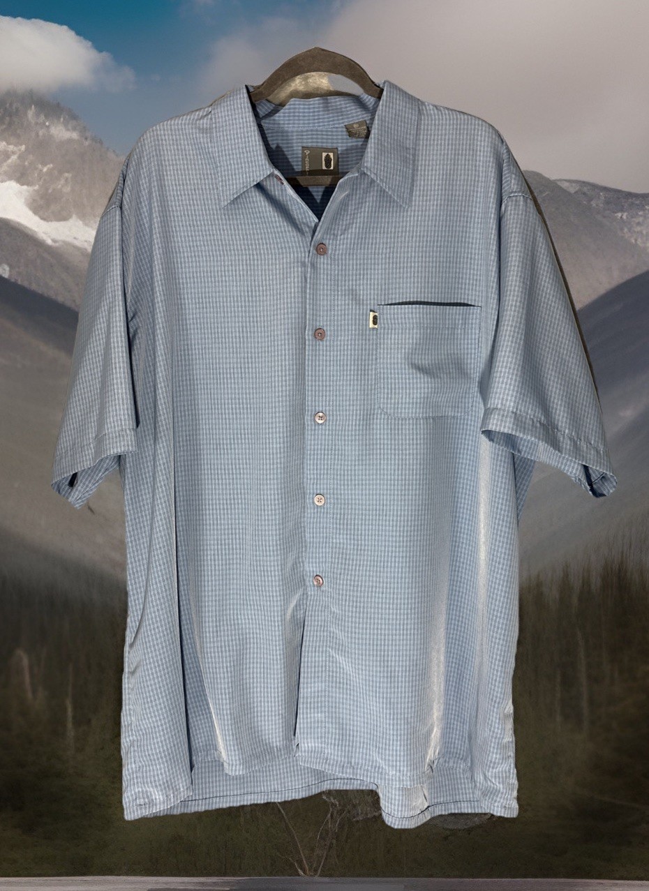 Pineapple Connection Men's Short Sleeve Plaid Shirt, Size XL, Blue