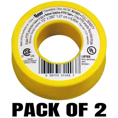 1/2 in. x 260 in. Yellow Thread Sealing PTFE Plumber's Tape (2-Pack)
