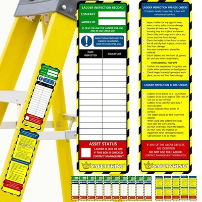 Leiter Inspektionsschilder 15/30 Stück Sicherheitsaufkleber selbstklebend Vinyl - 180 x 55 mm